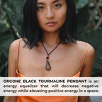 Emotional Body Purification Black Tourmaline Orgone Crystal Tear Drop pendant for Strengthen Immune System - Swallows Negative E