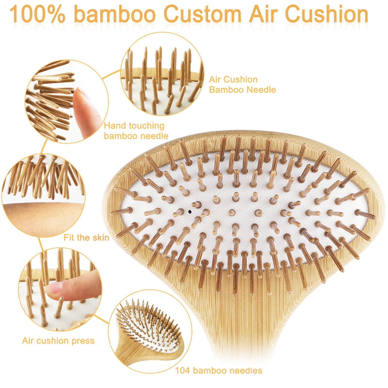 SIHASO Bamboo Oversize Curved Back Scratcher - Large 104 Wooden Points Provide Instant Itch Relief, Curved Handle & Air Cushion,