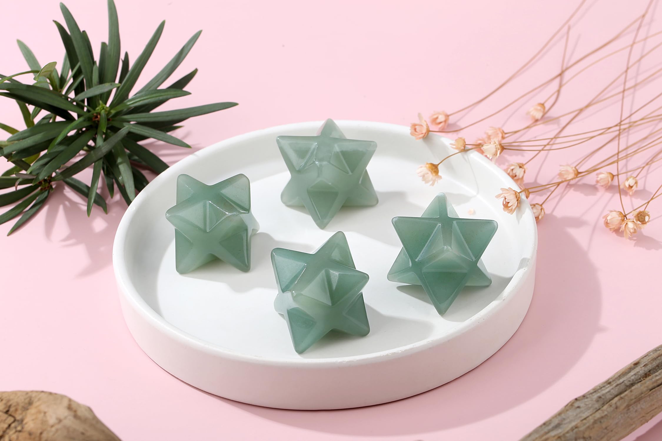 QINJIEJIE Green Aventurine Merkaba Crystal Natural Healing Stones Sacred Meditation Energy Generator 1 Home Decor Protection Cle