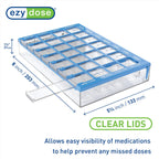 EZY DOSE Weekly (7-Day) Pill Organizer, Vitamin and Medicine Box, Medium Compartments with Easy Fill Tray, 4 Times a Day, Clear