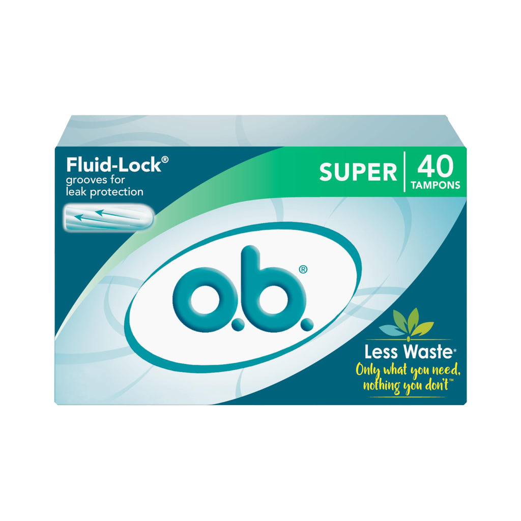o.b. Tampons No Applicator, Unscented - 40ct | Applicator-Free Tampons Super, Feminine Care, ob Tampon Super, Period Products