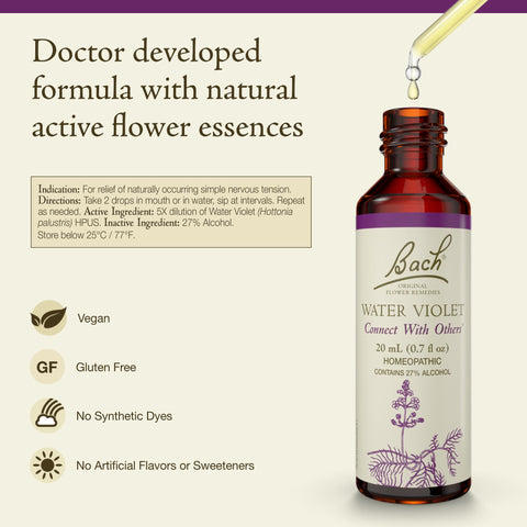 Bach Original Flower Remedies, Water Violet - Connect with Others - Natural Homeopathic Flower Essence for Emotional Balance - V
