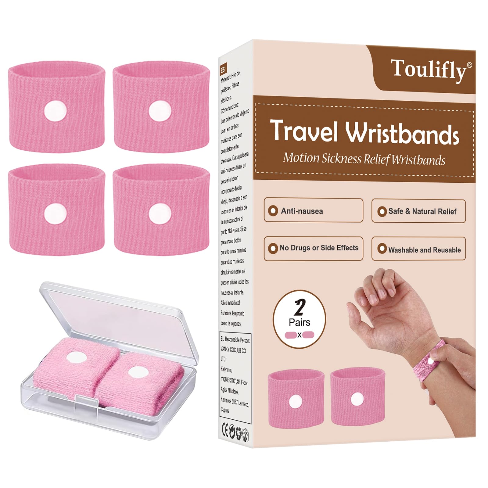 TOULIFLY Travel Wristbands,Anti-Nausea Motion Sickness Relief Wrist Band, for Morning Sickness, Acupressure Wristbands for Nause