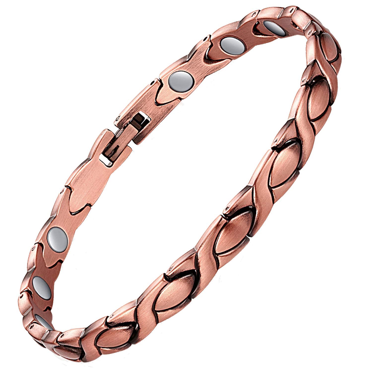 Feraco Copper Bracelet for Women 99.99% Solid Copper Magnetic Bracelets, Unique X Shape Links, Magnetic Field Therapy Jewelry Gi