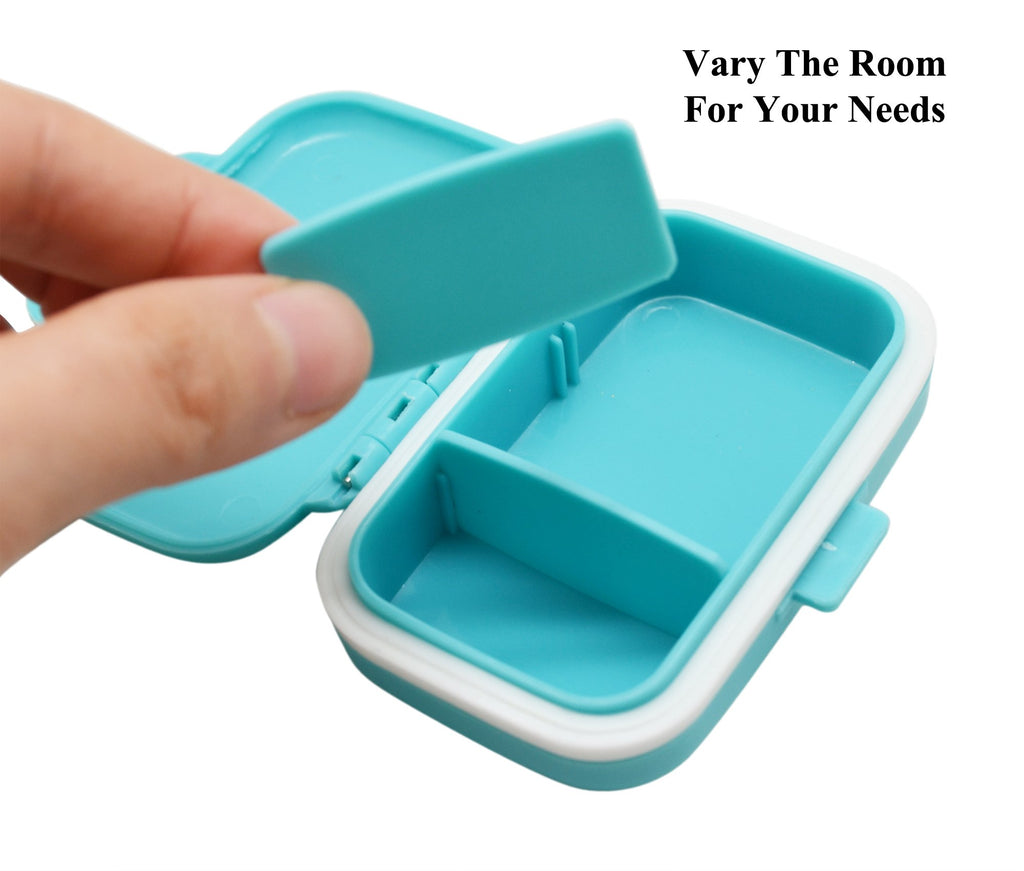 Meta-U Small Pill Box Supplement Case for Pocket or Purse - 3 Removable Compartments Travel Medication Carry Case - Daily Vitami