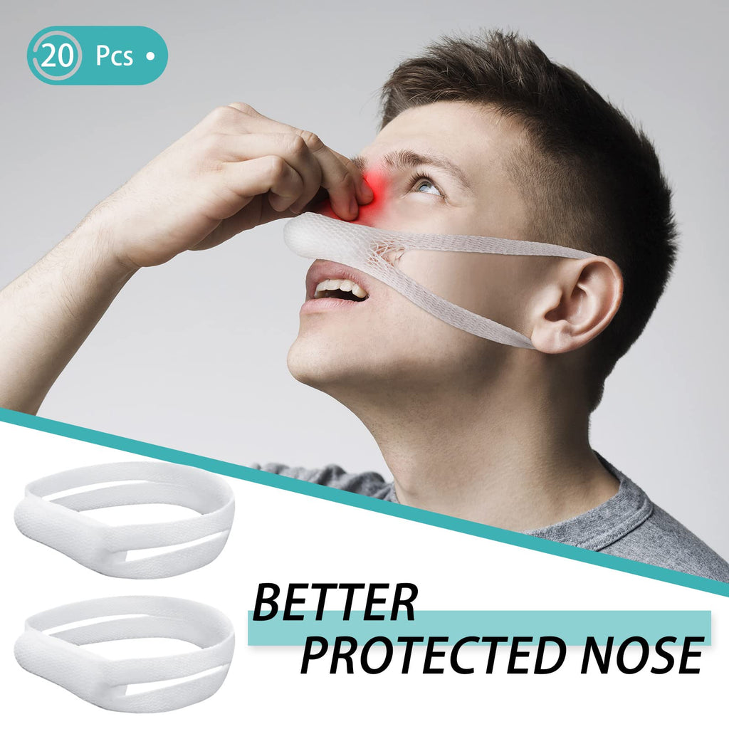 Patelai Elastic Nose Bandage, External Nasal Bandage Dressing Holder with High Absorption Capacity for Nose, White(20 Pcs)