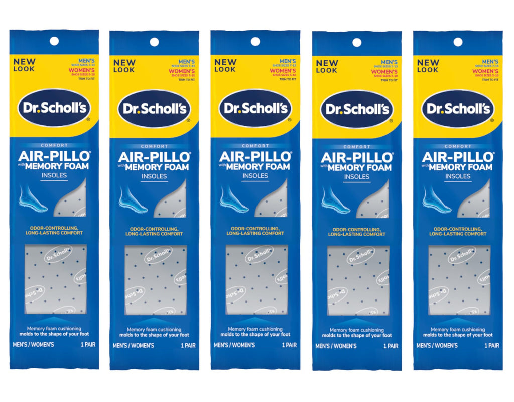 Dr. Scholls Double Air-Pillo Insoles Mens or Womens -1 Pair, Pack of 5