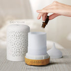 Earnest Living Essential Oil Diffuser White Ceramic Diffuser 100 ml Timers Night Lights and Auto Off Function Home Office Humidi
