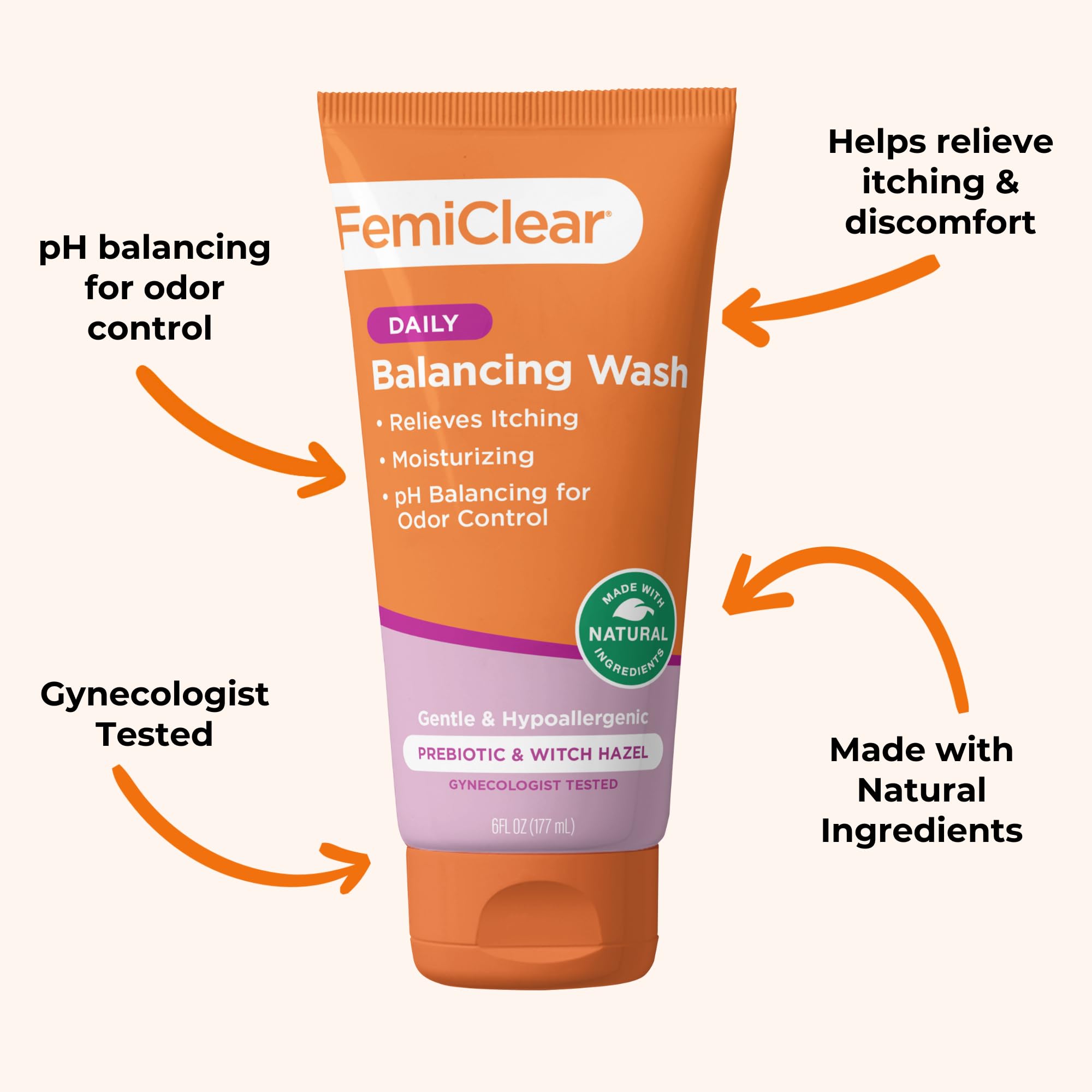FemiClear Soothing Daily Feminine Wash - Feminine Care Wash for Itching & Irritated Skin, Feminine Hygiene Products, Essentials