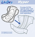 LivDry High Absorbency Pad Insert for Incontinence Briefs and Adult Diapers, Women and Men, Hyper 2000 (20 Count)