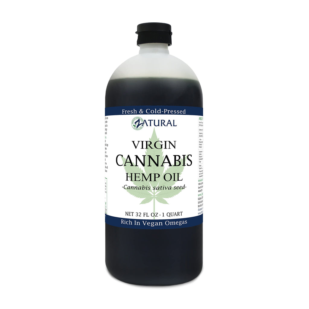 Zatural Organically Grown Hemp Oil 100% Pure Cold Pressed High Vegan Omegas 3 & 6 No Fillers or Additives Therapeutic Grade (32