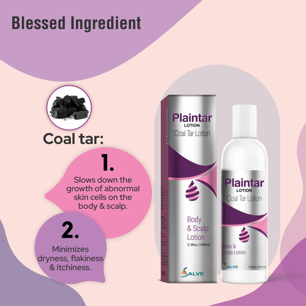 Plaintar Coal Tar Leave on Lotion/Reduces Scaling, Dryness & Itching/Coal Tar Lotion for Dandruff, Psoriasis & Seborrheic Dermat