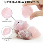 QINJIEJIE 2PCS Rose Quartz Raw Crystals 1.8-2.2'' Raw Crystals Healing Stones Bulk Large Crystal Rocks Stones for Tumbling Cabbi