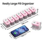 Extra Large Pill Organizer Weekly, Smart XL Pill Organizer 2 Times a Day, Pill Box 7 Day Twice a Day, Pill Cases Organizers 7 Da