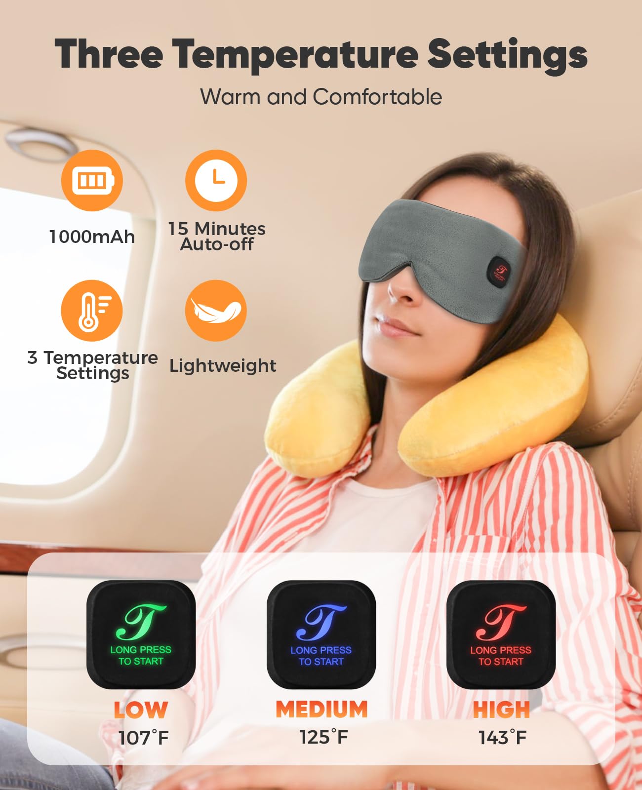 Heated Eye Mask, Cordless Warm Eye Compress for Dry Eyes, Blepharitis, Light Blocking Heat Eye Mask for Men Women, 1000mAh Recha