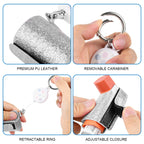 Beautyflier Asthma Inhaler Holder Keychain Retractable Clip PU Leather Travel Handy Holder for Kids and Adults, Inhaler Not Incl