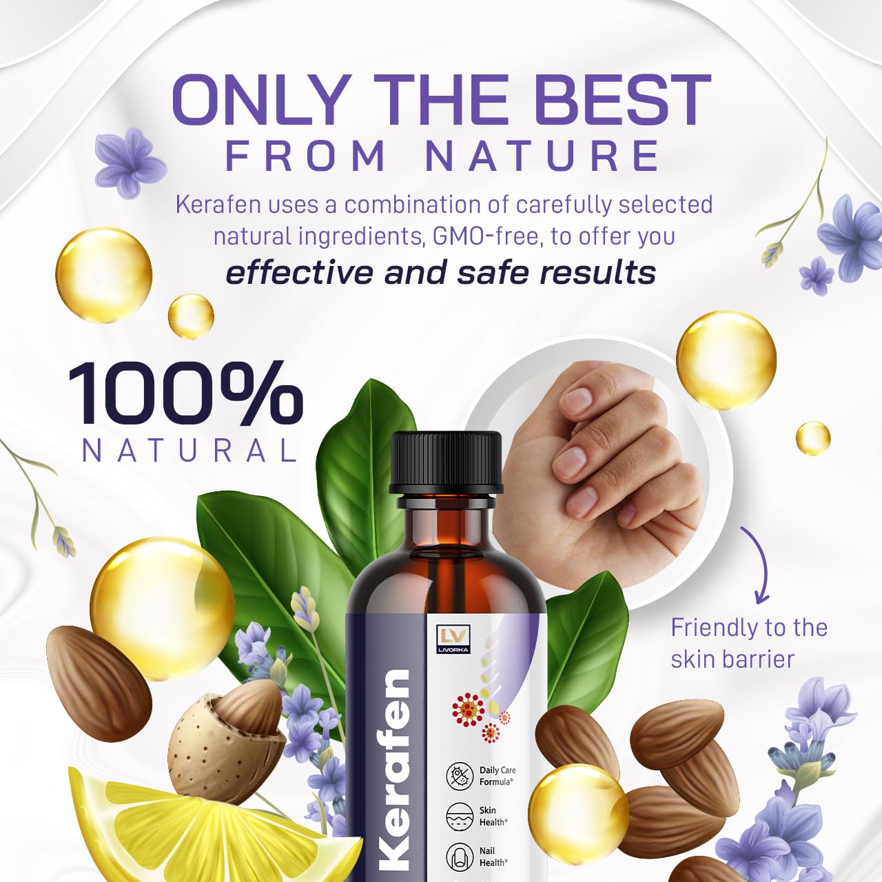LIVORKA (3 Pack) Kerafen Toenail Liquid, Kerafen, Kerafen for Toenail, Kerafen Bottle, Kerafen Drops, Kerafen Drops for Nails, K