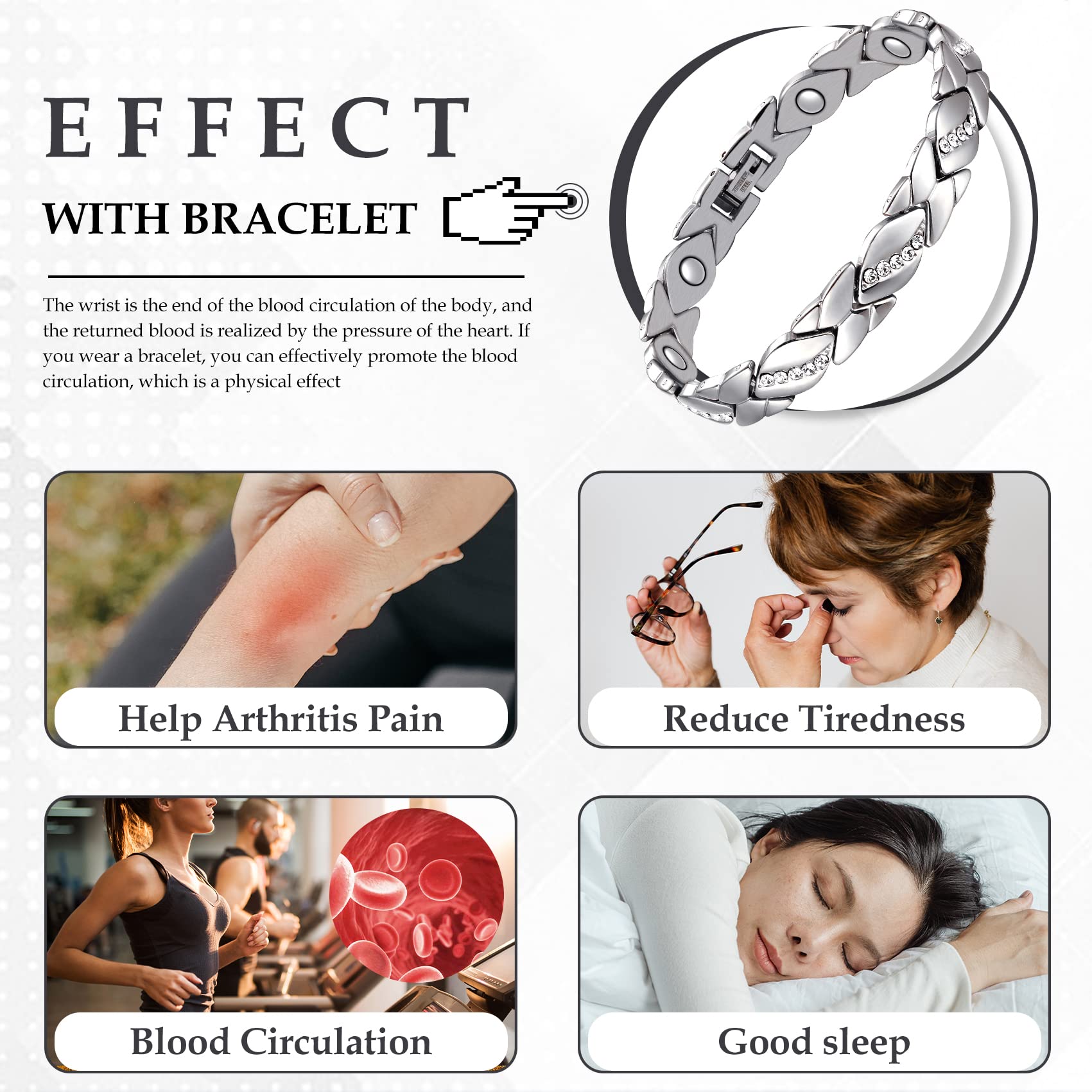 Jecanori Pure Copper Bracelets for Women,Ultra Magnetic Bracelets for Women with 3500 Gauss Magnets,Crystal Mother's Day Jewelry