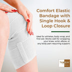 Nexskin 4 Letex Free Bandges - Comfort Elastic Bandage with Single Hook & Loop Closure - White, 2 Pack