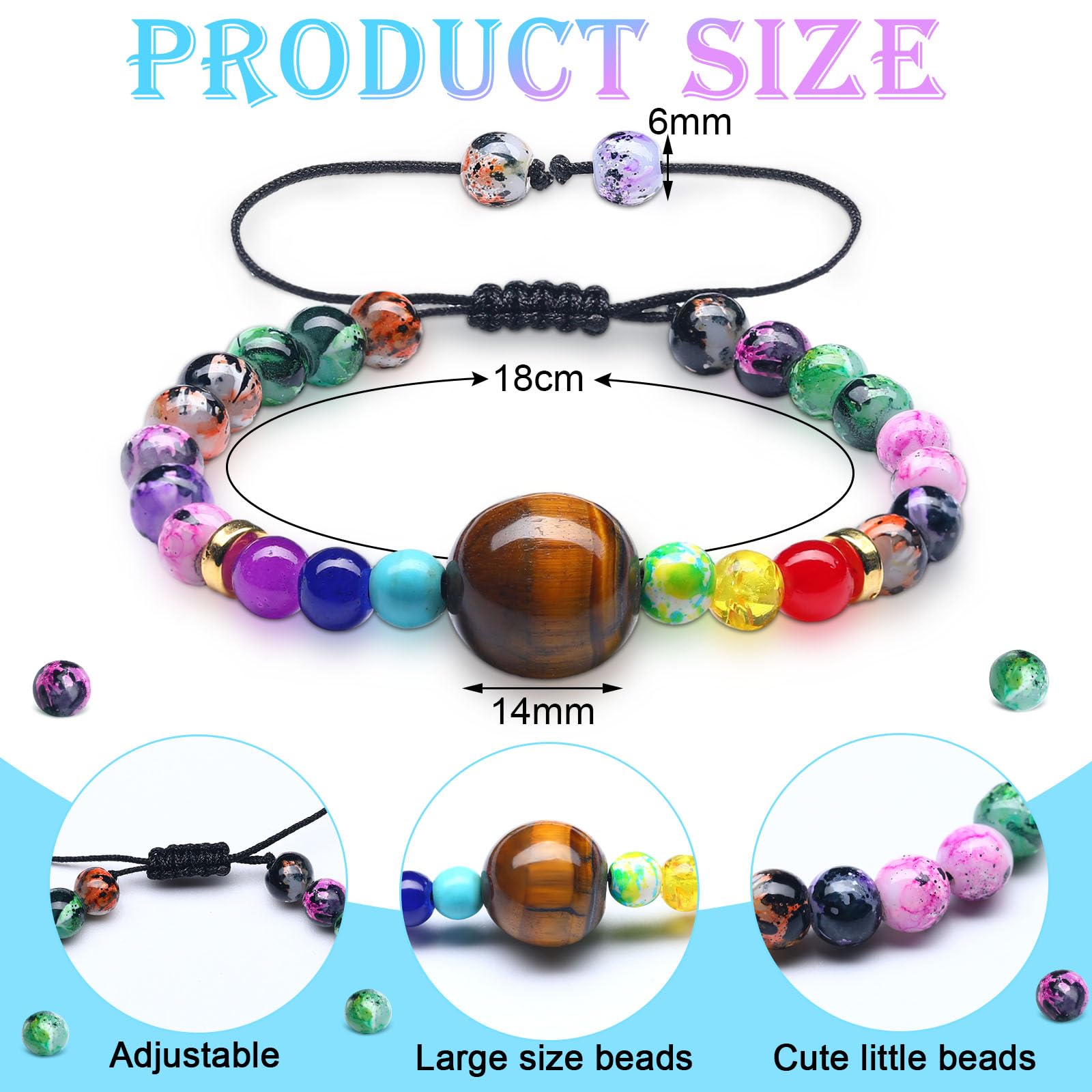 Sureio 6 Pcs Motion Sickness Bands Bracelet Anti Nausea Adjustable Wristband for Cruise Ship Essentials Seasickness Adult(Fashio