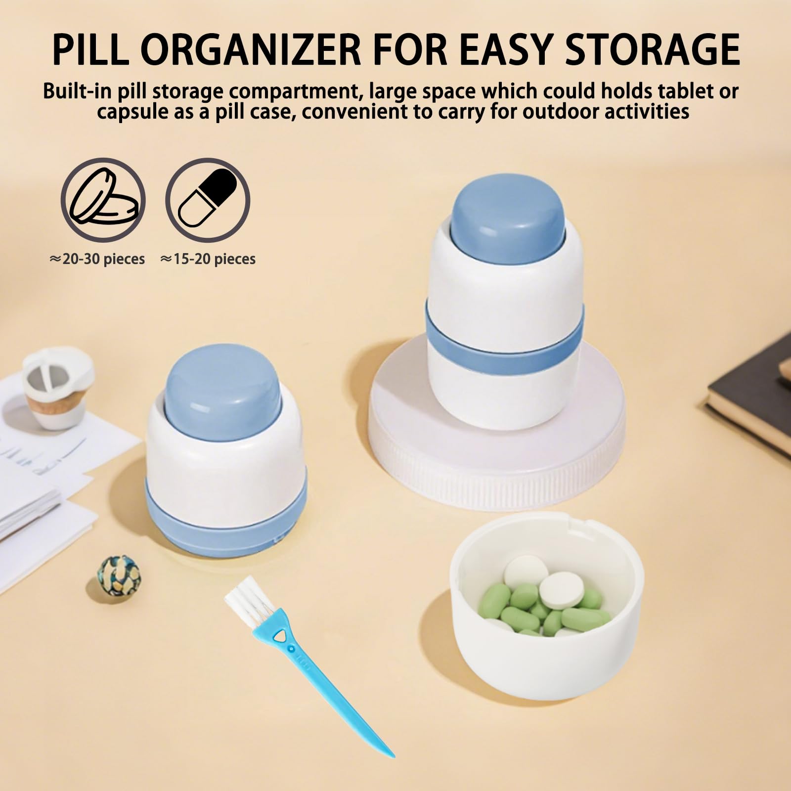 Pill Cutter 1/3 Pill Splitter for Small and Large Pills with Stainless Steel Blade for Cutting Pills in one Third or Half, Porta