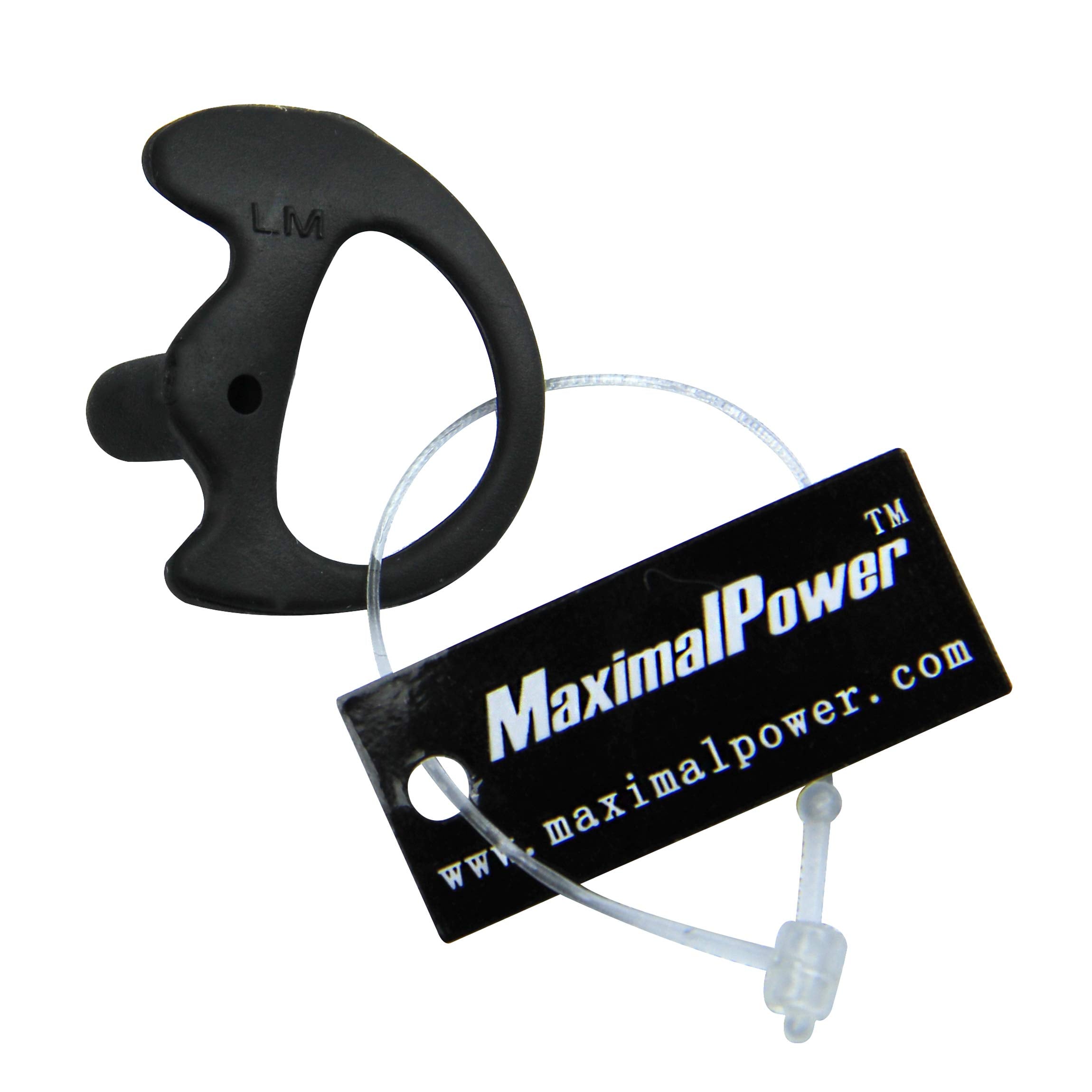 MaximalPower Two Way Radio Left & Right Medium Size Soft Silicon Open Ear Insert Earbud Earmould for Acoustic Coil Tube -Black C
