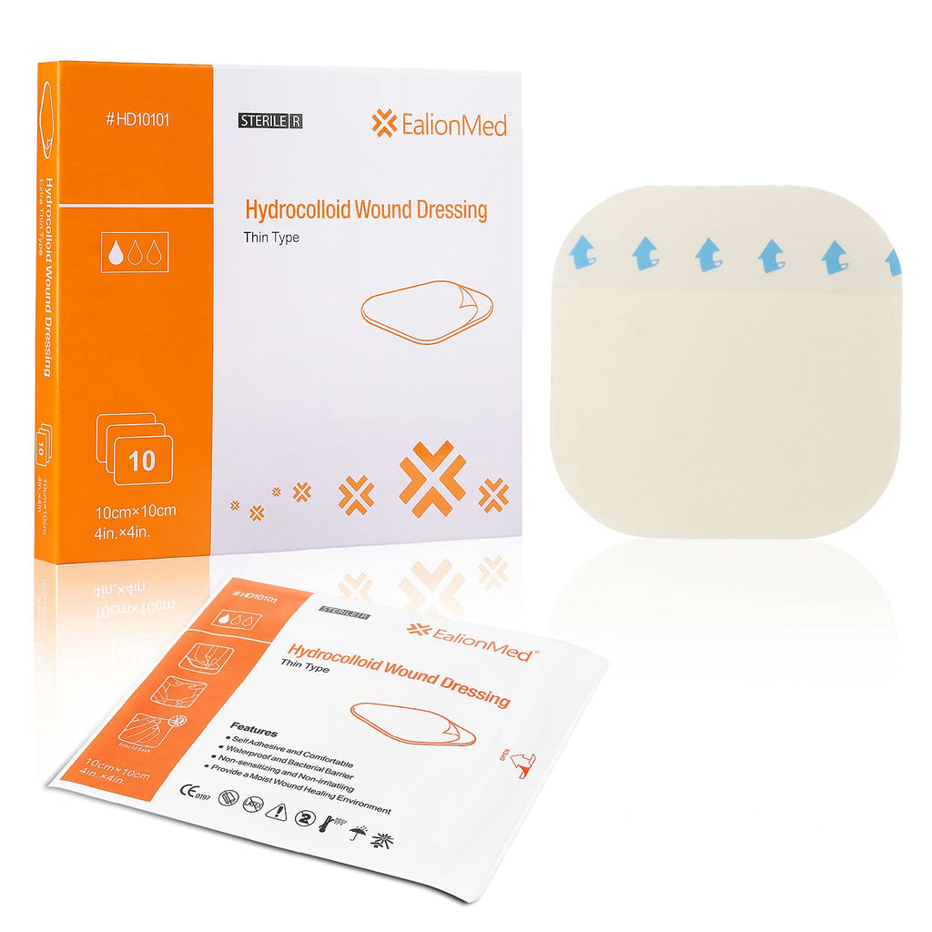 Hydrocolloid Bandage, Hydrocolloid Wound Dressing Thin Type 4 x 4 for Light Exudate Wound, Pressure Ulcer, Bed Sore, Surgica