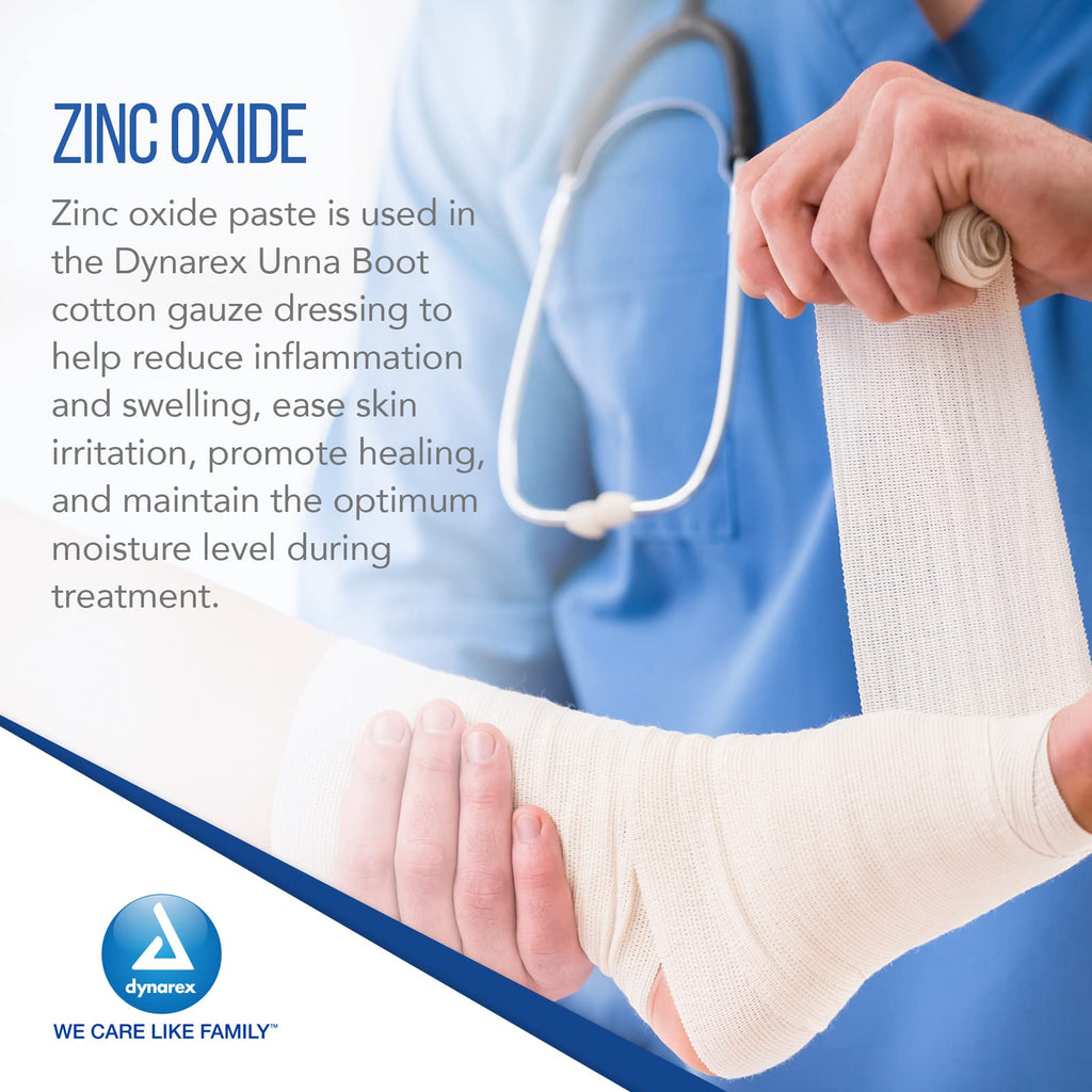 Dynarex 3454 Unna Boot Bandage, Individually Packaged, Provides Customized Compression, With Zinc Oxide, Soft Cast, 4 x 10 Yard,
