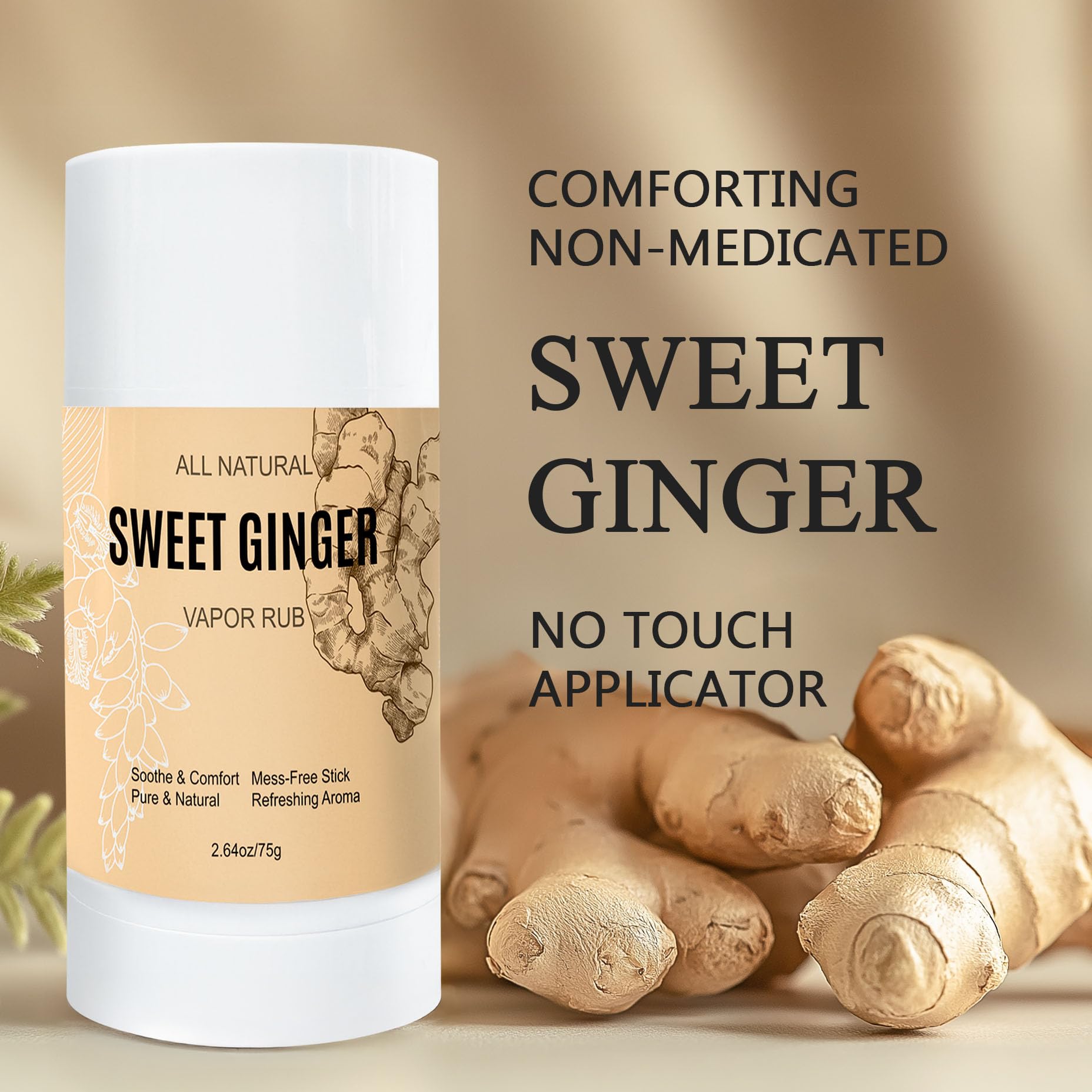 Sweet Ginger Warming Stick - Plant-Based Ginger Oil & Peppermint Balm for Muscle, Herbal Massage Stick, Soothing Body with Natur