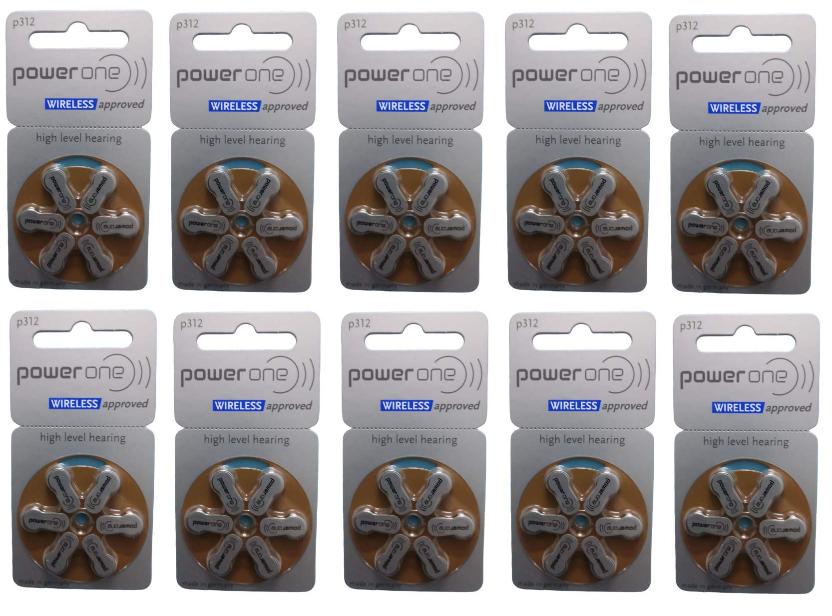 Powerone Power One P312 P 312 Hearing Aid Battery 6X10 60 Pcs