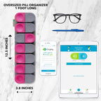 Sagely Smart XL Weekly Pill Organizer - 7 Day Pill Box 2 Times a Day with Free Reminder Alarm App (Large Enough to Fit Fish Oil,