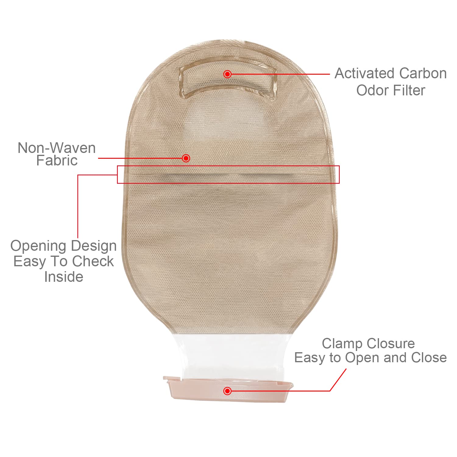 Carbou 21 PCS Colostomy Bags Ostomy Supplies Clamp Drainable Pouches for Colostomy Ileostomy Stoma Care with Measure Card,Cut-to