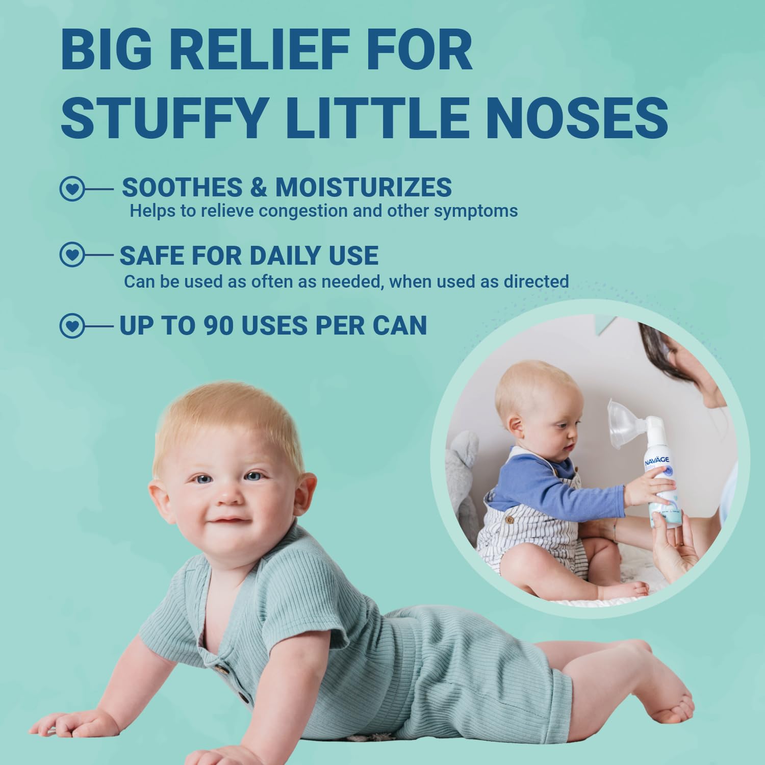 Navage Baby Micro-Mist Saline Inhaler - Baby Saline Nasal Spray Mist for Baby Congestion Relief - Pediatrician Recommended Baby