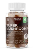 SUKU Vitamins - Super Mushroom -Reishi Chaga, Turkey Tail & Lions Mane Blend Gummies for Immunity - Easy to Chew - Non GMO, Glut