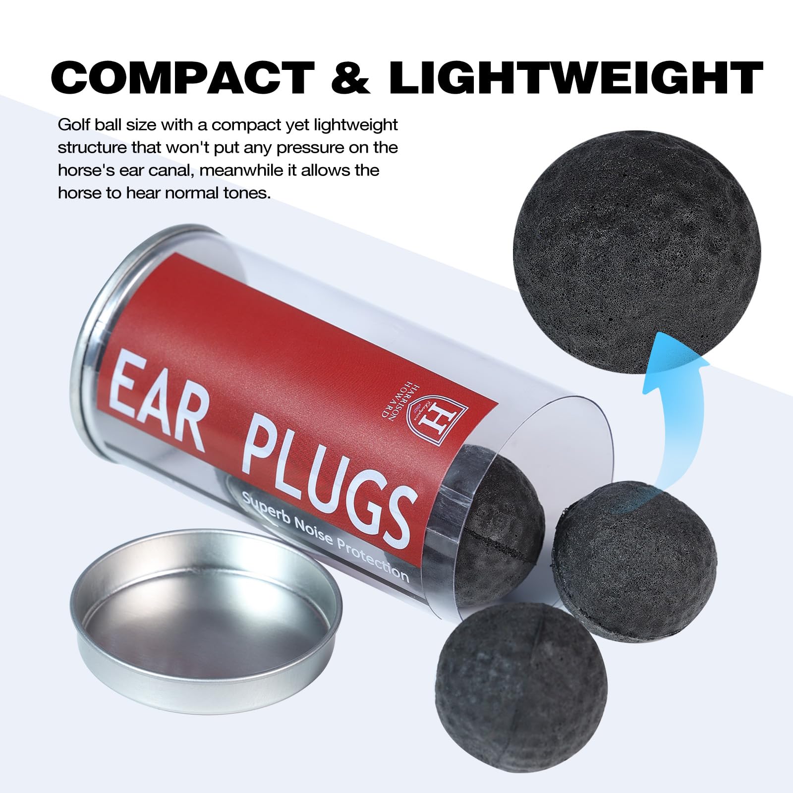Harrison Howard EaseFit Equestrian Earplugs 3cm Horse Foam Ear Plugs Balls 4 PCS-Mars Black