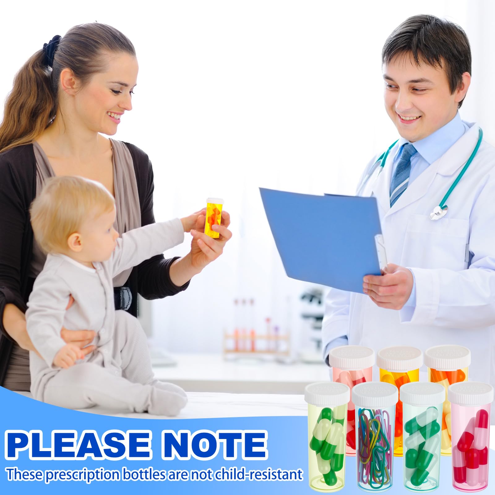 Honeydak 70 Pcs Empty Pill Bottles with Caps Weekly Plastic Prescription Bottles 7 Color Medicine Container with Lids for Pills