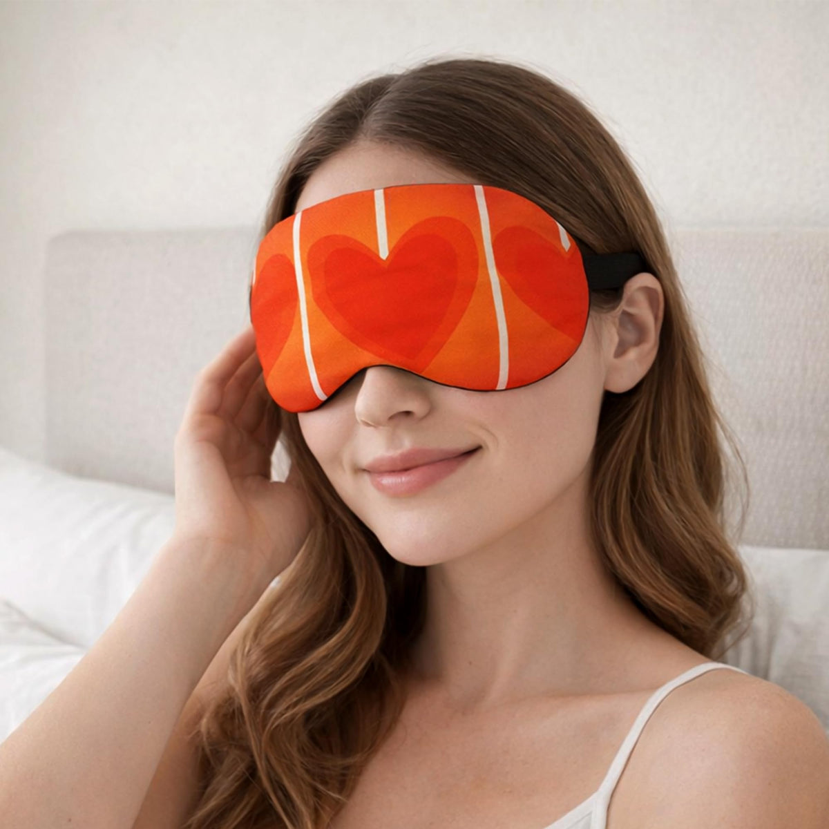 Jenna Cotton Print Cute Sleeping Eye Shade Mask Cover For Insomnia, Meditation, Puffy Eyes And Dark Circles With Gel (Red)
