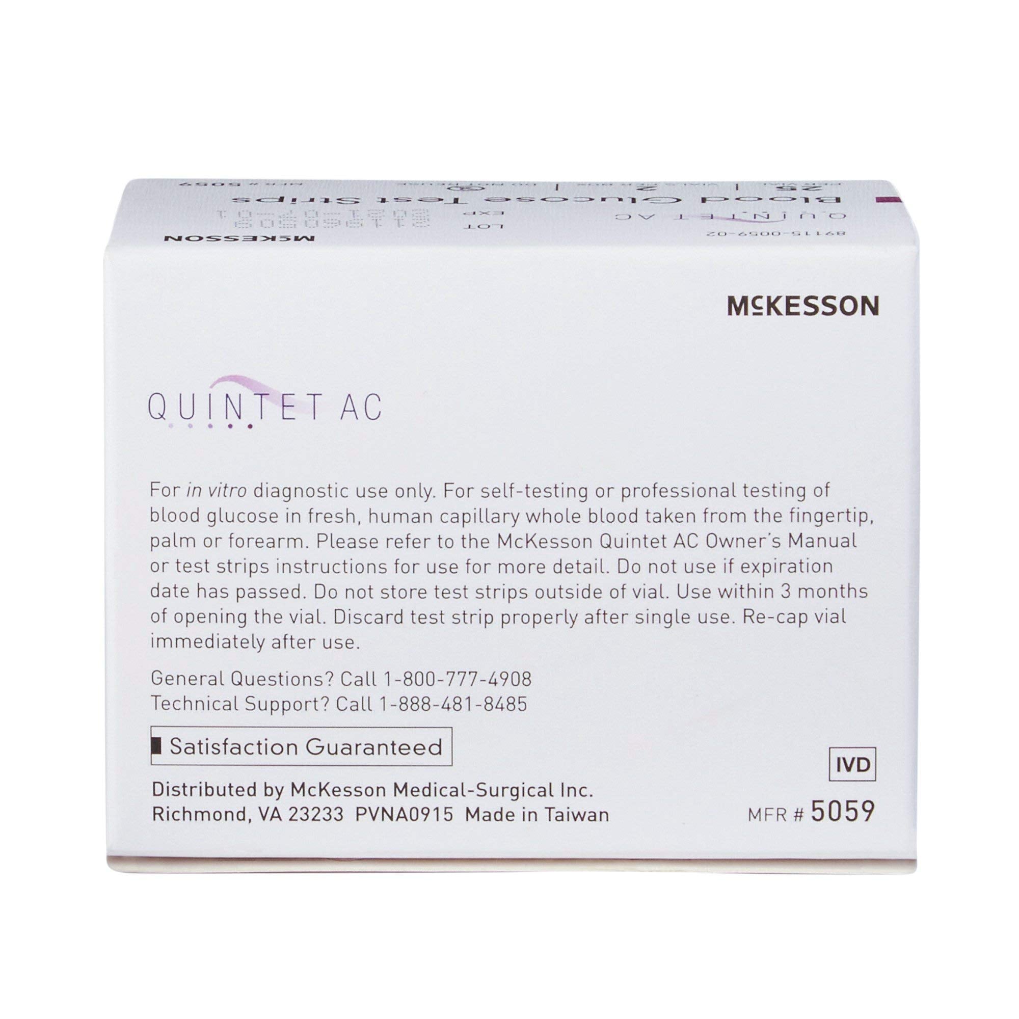 McKesson QUINTET AC Blood Glucose Test Strips - Auto Coding, Noble Electrode Strips, for Self-Testing and Point-of-Care Testing