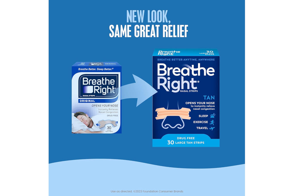 Breathe Right Original Large Tan Nasal Strips, 30 Count (Pack of 3)