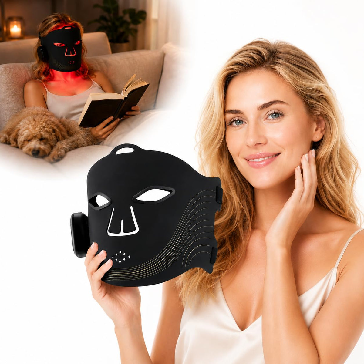 Riaueosa Red Light Therapy Mask for Face with 336 Advanced 5050 LEDs, 3 Light Modes LED Face Masks, 660nm Red + 850nm Infrared, 