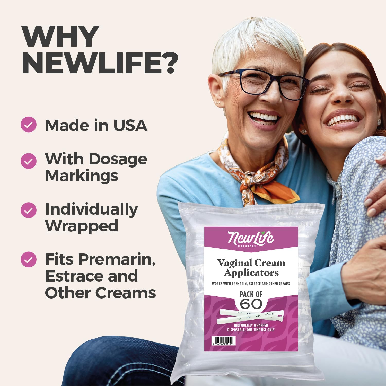 NewLife Naturals Disposable Plastic Vaginal Cream Applicators Hygienic Threaded Injector Applicator Preseed Estrace Premarin OTC