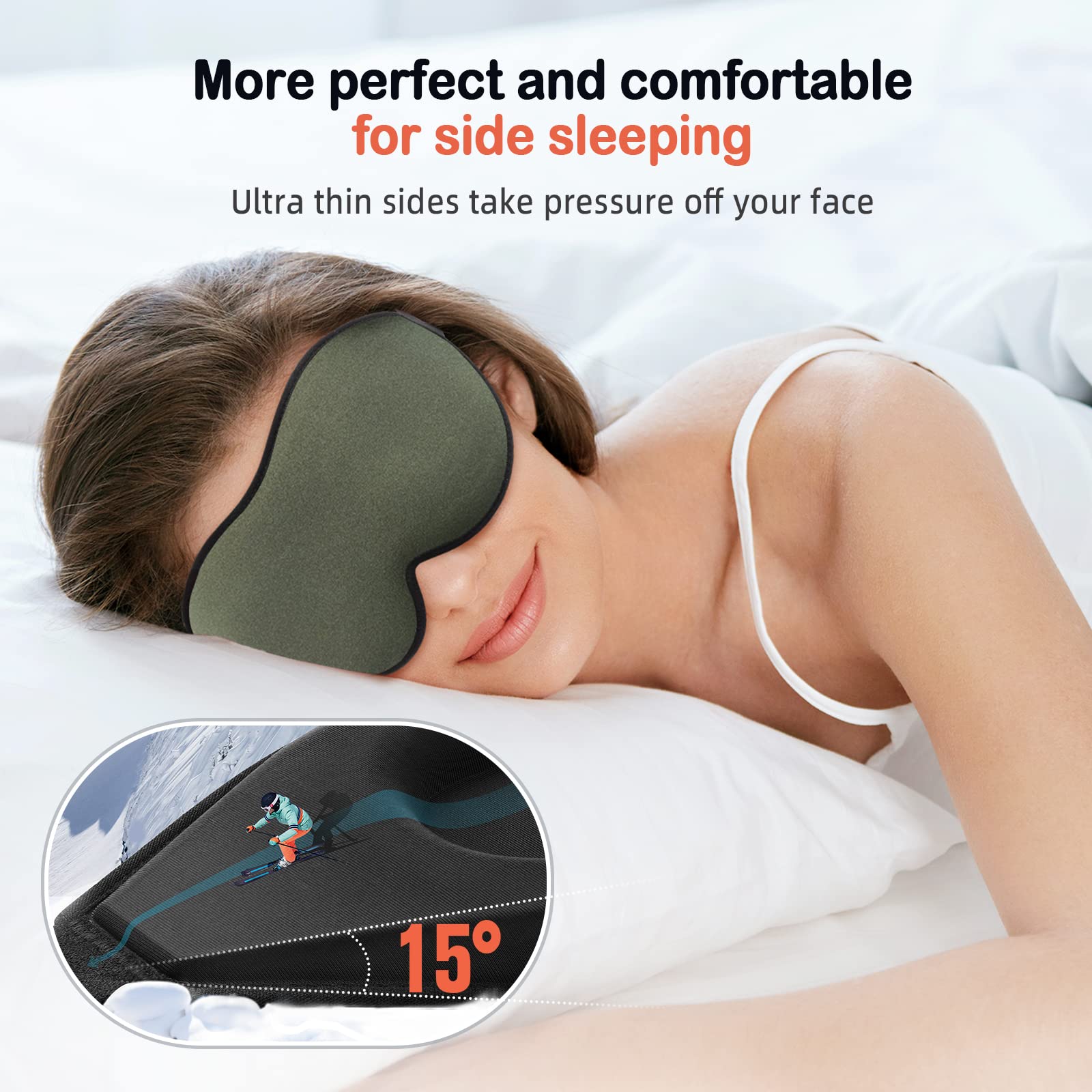 LitBear Sleep Mask for Men Side Sleeper, Sleeping Mask for Women Light Blocking, 3D Contoured Cup Eye Mask Sleeping, Soft Lightw