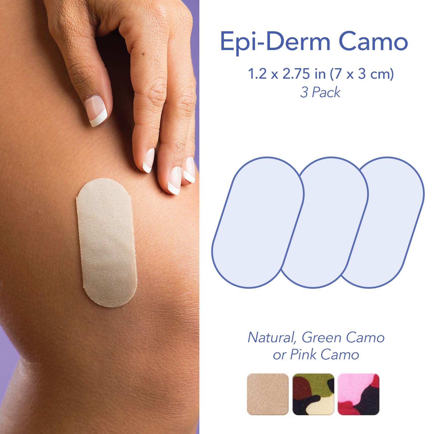Biodermis Epi-Derm CAMO Silicone Scar Sheets, Scar Strips for Trauma, Burns, Mole Removal, Premium Grade Silicone Scar Tape for