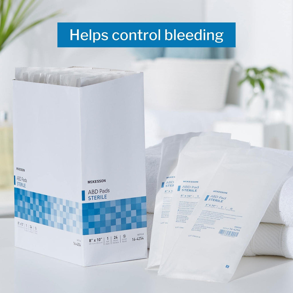McKesson ABD Pads, Sterile Abdominal Pads, Wound Dressing, 8 in x 10 in, 24 Count, 4 Packs, 96 Total
