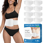 Organic Cotton Castor Oil Pack Wrap | Hypoallergenic & Adhesive-Free Pads for Liver, Stomach, Belly | hook and loop Closure & El