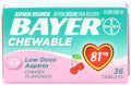Bayer Chewable Low Dose Aspirin Cherry , 36 Count (Pack of 3)