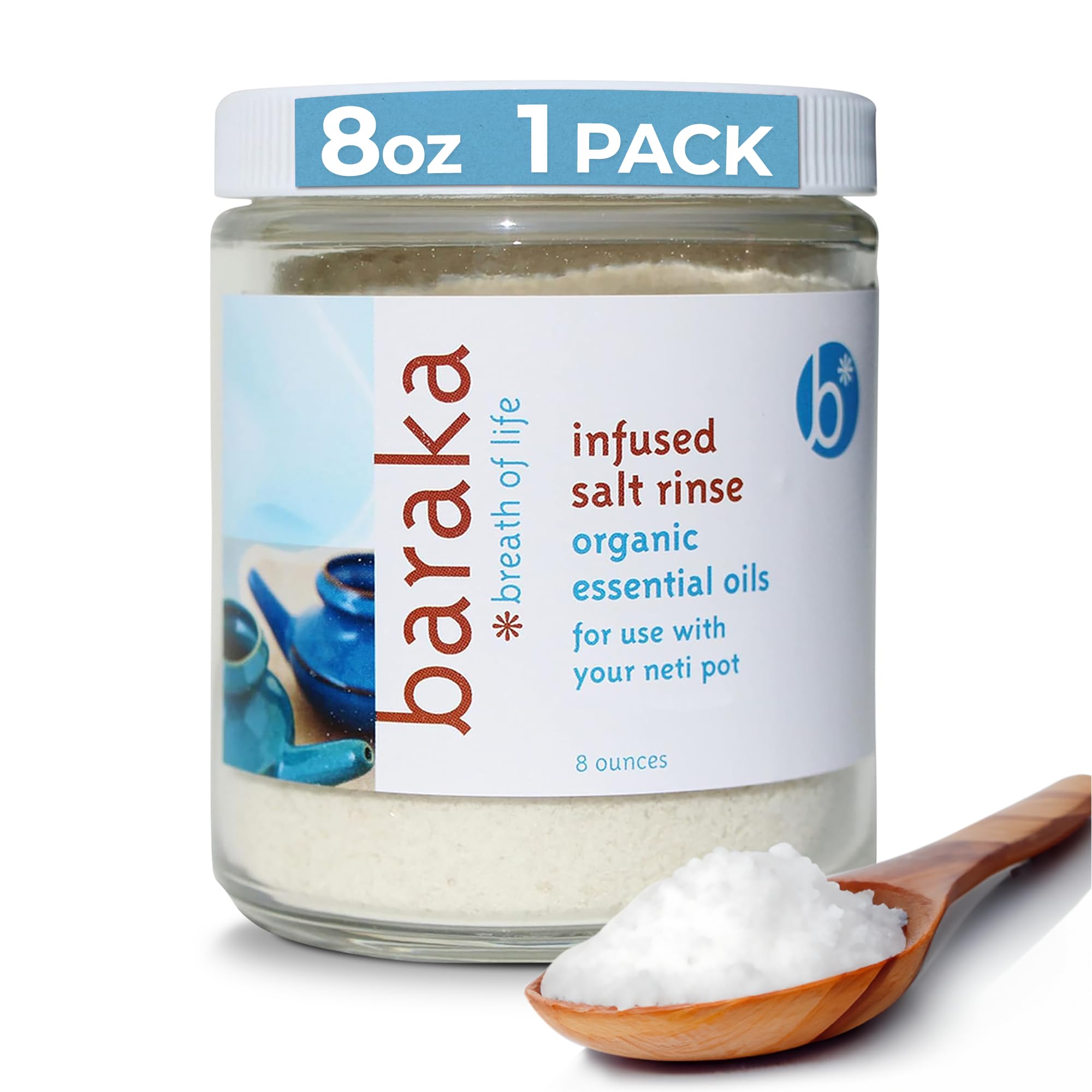 Baraka Infused Sea Salt - Neti Pot Salt for Sinus Rinse & Nose Cleaner, Essential Oil Infused Neti Salt, Nasal Salt w/Virginia C
