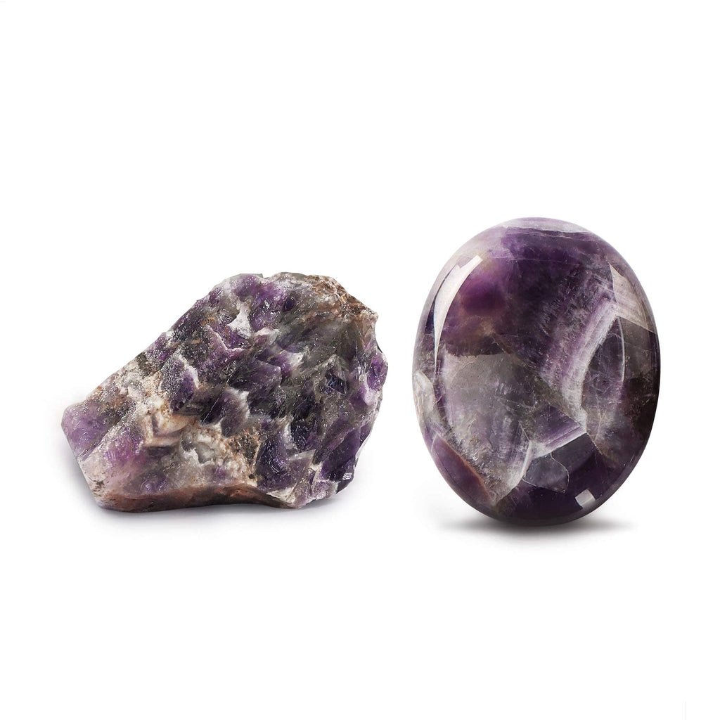 Artistone 2.0Amethyst Crystal Worry Thumb Stones for Anixety Natural Polished Healing Bulk Purple Palm Pocket Chakra Stones Wome