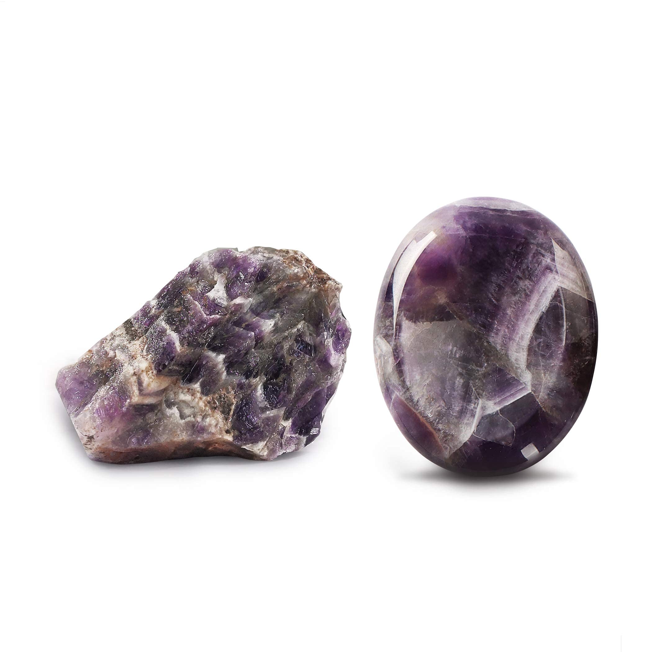 Artistone 2.0Amethyst Crystal Worry Thumb Stones for Anixety Natural Polished Healing Bulk Purple Palm Pocket Chakra Stones Wome