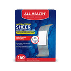 All Health Antibacterial Sheer Adhesive Bandages, 3/4 in x 3 in, 160 ct | Helps Prevent Infection, Extra Large Comfortable Prote